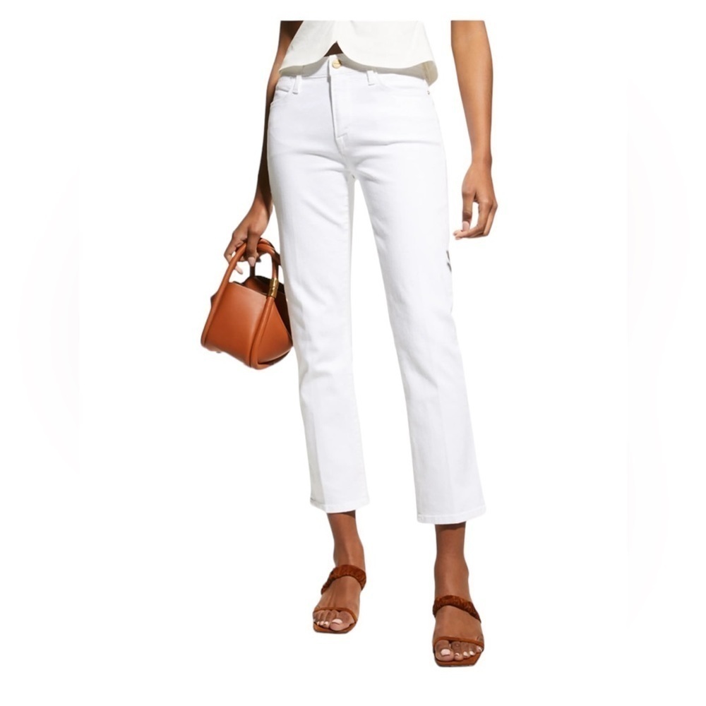 FRAME Jeans White Le High Straight Hi rise Cropped Size 25 new
